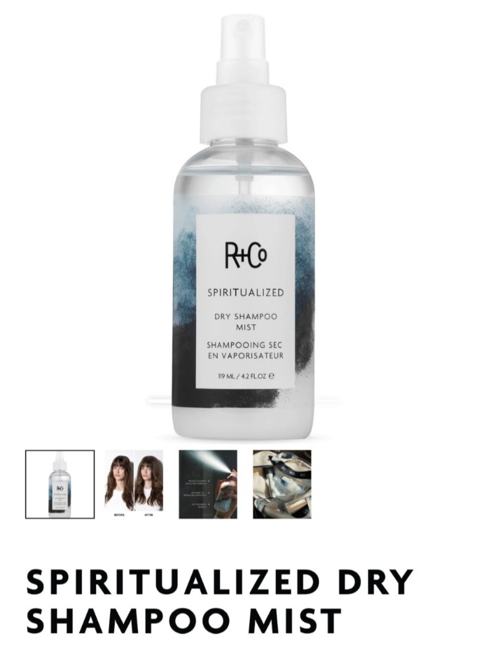 R+Co Spiritualized Dry Shampoo Mist — White, Blue, Black